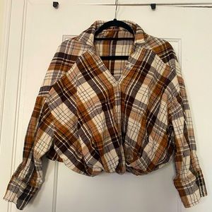 Long sleeve cropped flannel, 12th tribe, size medium